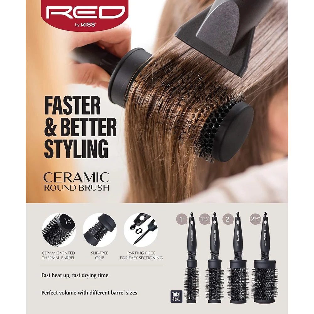Red By Kiss Rose Heat Resistant Bristle Brush – 2" Barrel 9 Red By Kiss Rose Heat Resistant Bristle Brush – 2" Barrel - Image 7