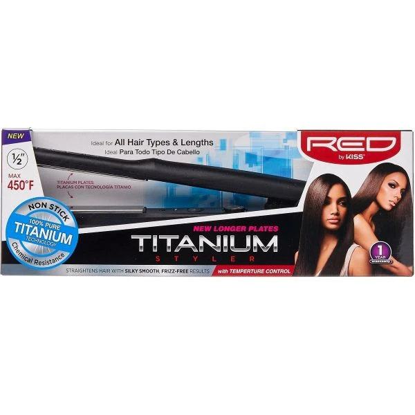 Red By Kiss Titanium Styler Flat Iron 1/2" 4 Red By Kiss Titanium Styler Flat Iron 1/2" - Image 2