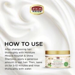 African Pride Moisture Miracle Aloe And Coconut Oil Deep Conditioner - 12 Oz -Beauty Exchanges african pride moisture miracle aloe coconut oil deep conditioner intense hydration repairing treatment for dry damaged or natural hair 12 oz 231807