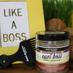 Aunt Jackie’s Curl Boss Curling Gel - 15 Oz 10 Aunt Jackie’s Curl Boss Curling Gel - 15 Oz -Beauty Exchanges aunt jackies curl boss curling gel 15 oz strong hold non flaking curl definer for natural curls coils 156214