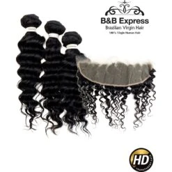 B & B Express 100% Human Hair Multipack Bundles + 13x4 Closure - Deep Wave