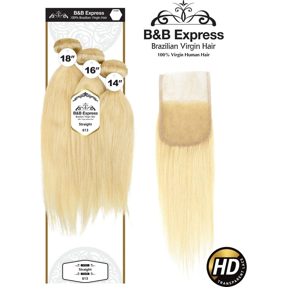 B & B Gold 100% Human Hair Bundles + 4x4 Lace Frontal - 613 4 B & B Gold 100% Human Hair Bundles + 4x4 Lace Frontal - 613 - Image 2