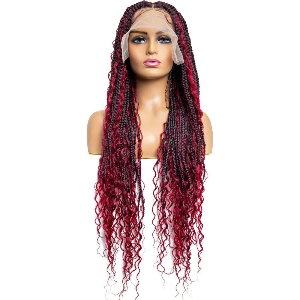 B & B Knotless Synthetic HD Lace Wig - Triangle Bohemian Box Braid 32” 6 B & B Knotless Synthetic HD Lace Wig - Triangle Bohemian Box Braid 32” - Image 4