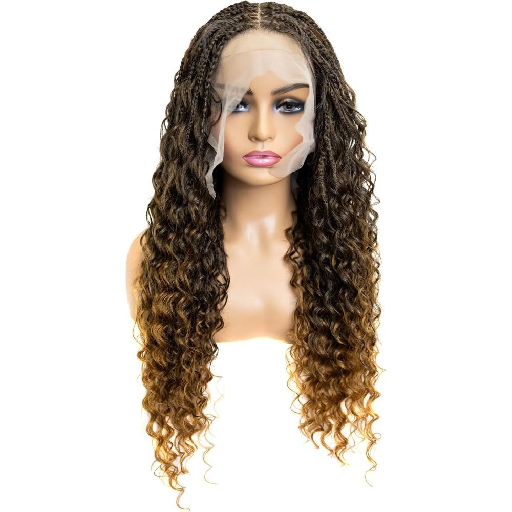B & B Knotless Synthetic Full Lace Braided Wig - Micro Deep Wave 24" 4 B & B Knotless Synthetic Full Lace Braided Wig - Micro Deep Wave 24" - Image 2