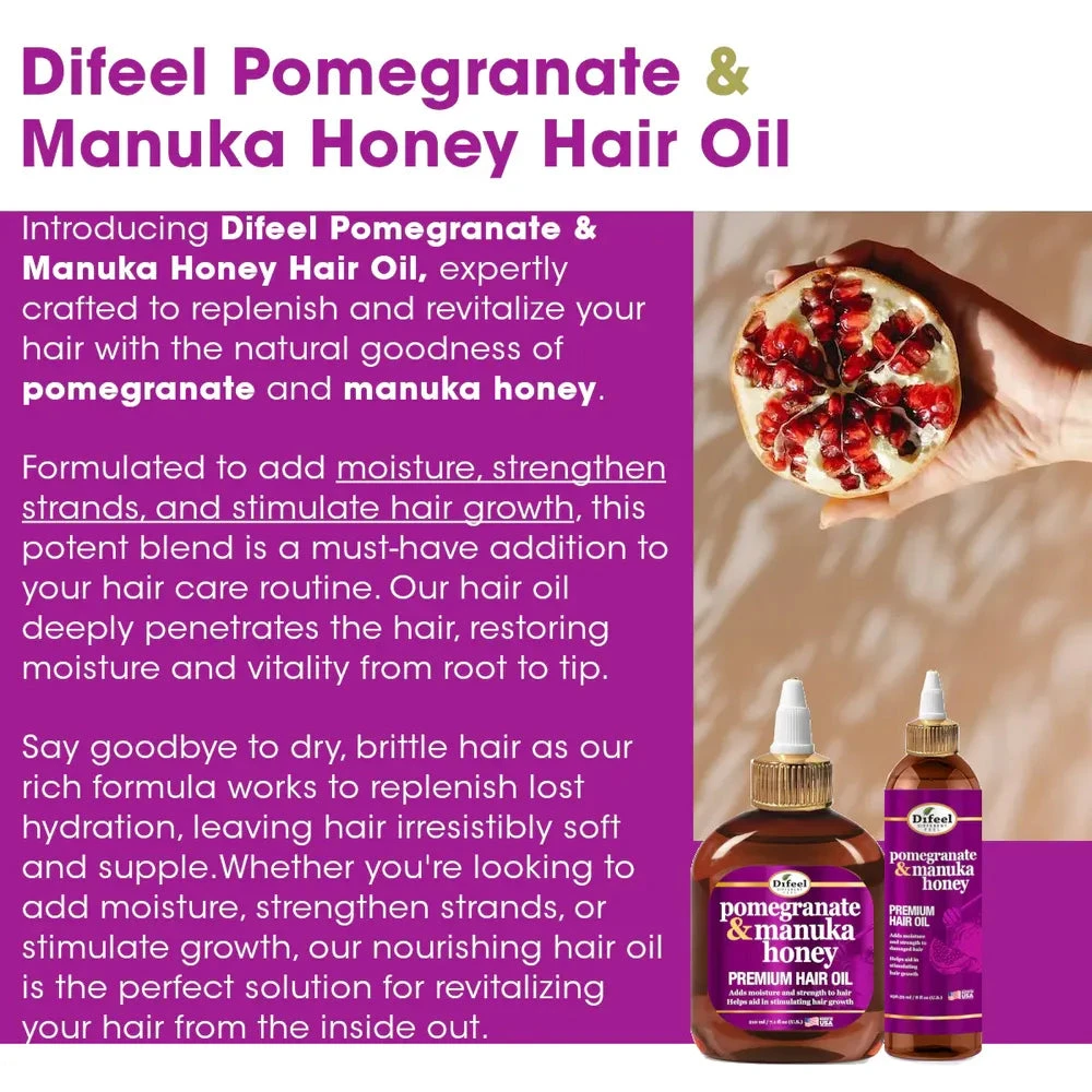Difeel Pomegranate And Manuka Honey Hair Oil – 7.1 Oz & 8 Oz 8 Difeel Pomegranate And Manuka Honey Hair Oil – 7.1 Oz & 8 Oz - Image 6