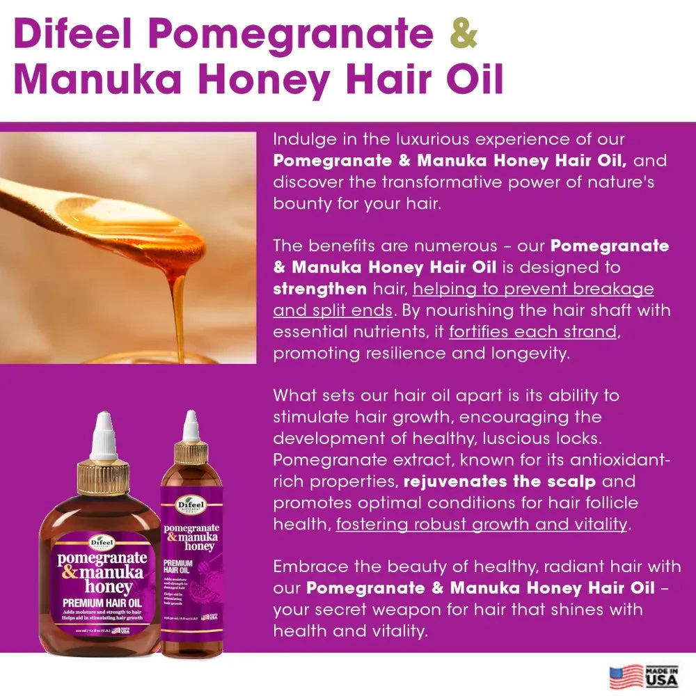 Difeel Pomegranate And Manuka Honey Hair Oil – 7.1 Oz & 8 Oz 9 Difeel Pomegranate And Manuka Honey Hair Oil – 7.1 Oz & 8 Oz - Image 7