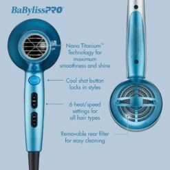 Babyliss Pro BaBylissPRO Nano Titanium Hair Dryer – Blue – 2000W 12 Babyliss Pro BaBylissPRO Nano Titanium Hair Dryer – Blue – 2000W -Beauty Exchanges babylisspro nano titanium hair dryer blue 2000w professional ionic technology for fast drying and smooth hair 263471
