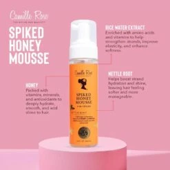 Camille Rose Spiked Honey Mousse - 8 Fl Oz 11 Camille Rose Spiked Honey Mousse - 8 Fl Oz -Beauty Exchanges camille rose spiked honey mousse 4 in 1 hair styler with nettle root to nourish and hydrate strands define curls and add shine for all hair types 8 fl oz 458063
