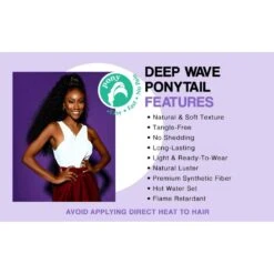 Darling Deep Wave Ponytail Hair Extension Wrap-Around 20" 13 Darling Deep Wave Ponytail Hair Extension Wrap-Around 20" -Beauty Exchanges darling deep wave ponytail hair extension wrap around 1x pack 12 378453