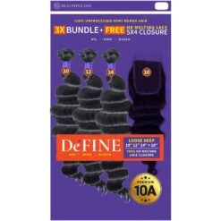 Define 10A 5x4 HD Melting Lace Closure & Virgin Hair Multipack - Loose Deep