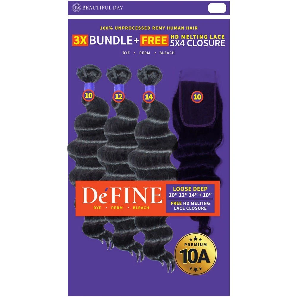 Define 10A 5x4 HD Melting Lace Closure & Virgin Hair Multipack - Loose Deep 3 Define 10A 5x4 HD Melting Lace Closure & Virgin Hair Multipack - Loose Deep