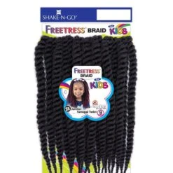 Shake N Go Freetress 3X Synthetic Braid - Kids Jumbo Senegal Twist 9" -Beauty Exchanges freetress 3x kids jumbo senegal twist 9 pre twisted crochet twists for kids lightweight tangle free 845843