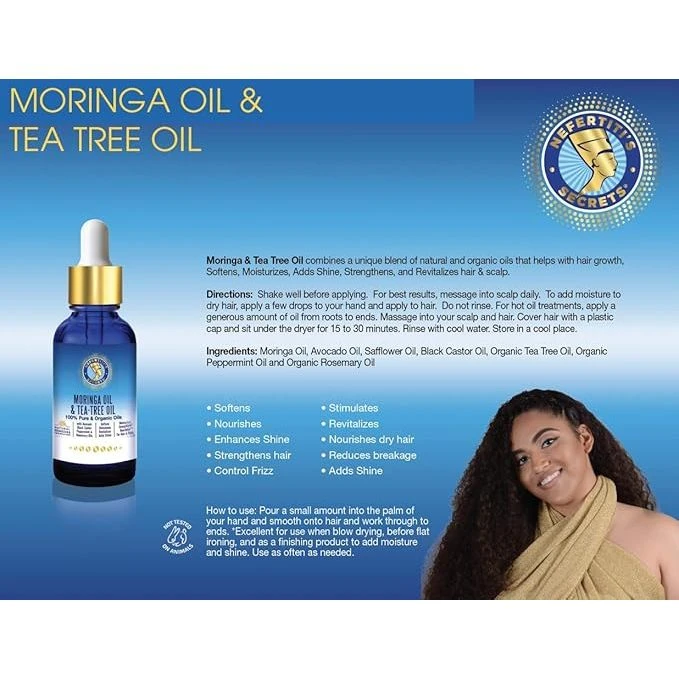 Nefertiti’s Secrets Natural Moringa And Tea Tree Oil - Hair, Scalp, And Skin 6 Nefertiti’s Secrets Natural Moringa And Tea Tree Oil - Hair, Scalp, And Skin - Image 4