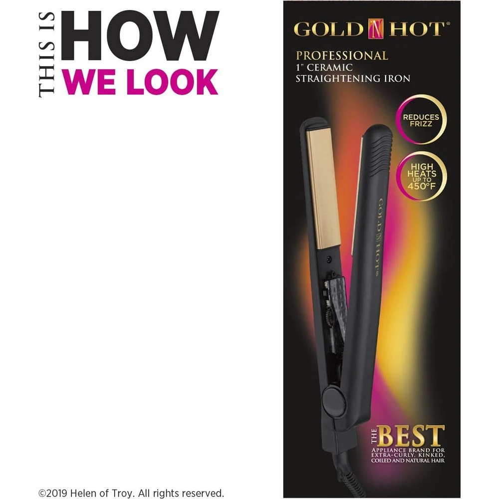 Gold N Hot Professional 1" Ceramic Tourmaline Straightening Iron 8 Gold N Hot Professional 1" Ceramic Tourmaline Straightening Iron - Image 6