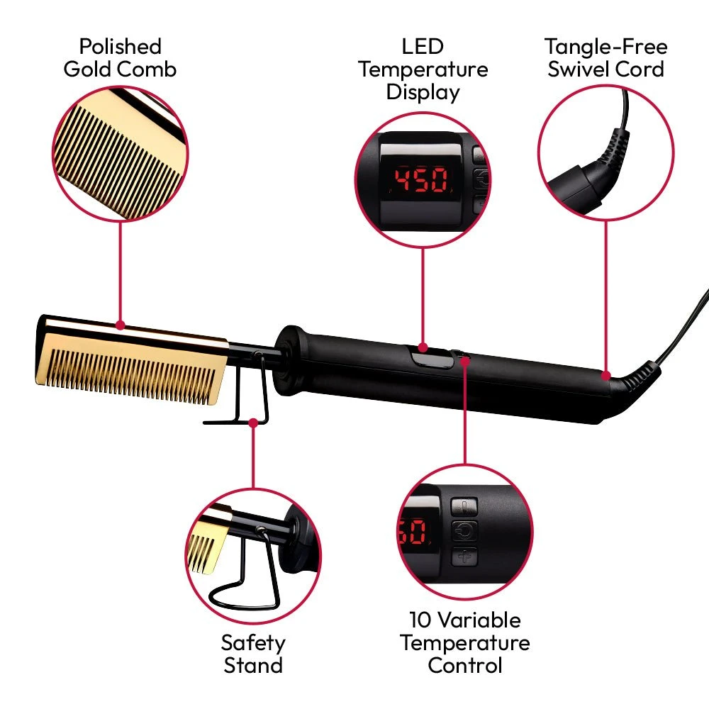 KISS Hot Beauty Double Sided Electric Pressing Comb 6 KISS Hot Beauty Double Sided Electric Pressing Comb - Image 4