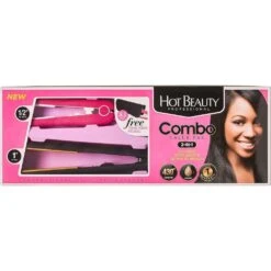Hot Beauty Professional Ceramic Flat Irons – 2-in-1 Pack 10 Hot Beauty Professional Ceramic Flat Irons – 2-in-1 Pack -Beauty Exchanges hot beauty professional ceramic flat irons 2 in 1 value pack with 1 full size mini straightener free travel pouch 526927