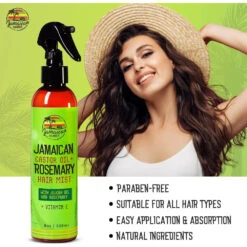 Mitchell Jamaican Castor Oil And Rosemary Leave-In Hair Mist - 8 Oz -Beauty Exchanges jamaican amber jamaican castor oil rosemary leave in hair mist nourishing hair mist for growth hydration 8oz 126678