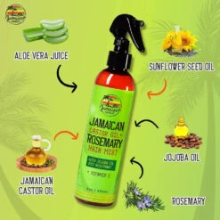 Mitchell Jamaican Castor Oil And Rosemary Leave-In Hair Mist - 8 Oz -Beauty Exchanges jamaican amber jamaican castor oil rosemary leave in hair mist nourishing hair mist for growth hydration 8oz 904961