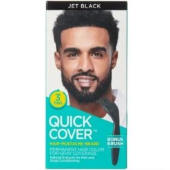 Kiss Quick Cover For Men – Hair, Beard & Mustache 5 Shades -Beauty Exchanges kiss quick cover for men permanent hair beard mustache color jet black natural black dark brown medium dark brown medium brown 314746