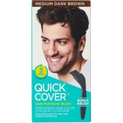 Kiss Quick Cover For Men – Hair, Beard & Mustache 5 Shades -Beauty Exchanges kiss quick cover for men permanent hair beard mustache color jet black natural black dark brown medium dark brown medium brown 838719