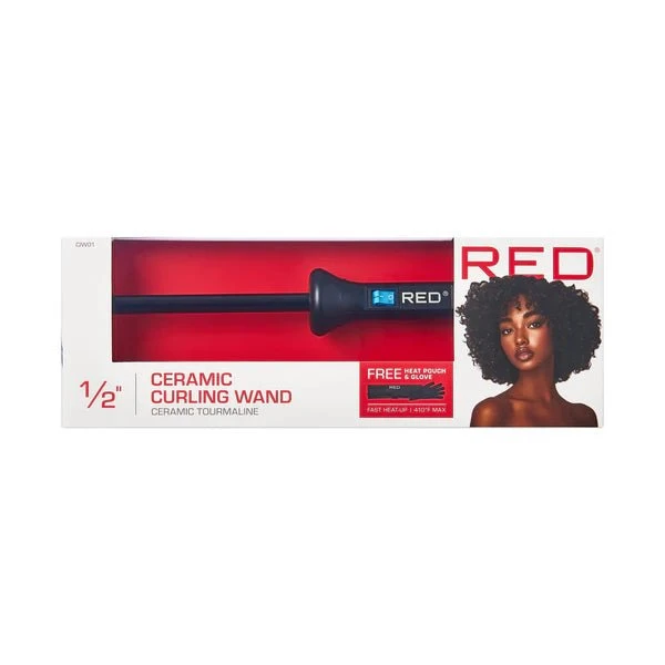 Kiss Red Ceramic Tourmaline Curling Wand 0.5 Inch 3 Kiss Red Ceramic Tourmaline Curling Wand 0.5 Inch