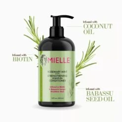 Mielle Organics Rosemary Mint Leave-In – Conditioner – 12oz -Beauty Exchanges mielle organic rosemary mint leave in conditioner moisturizing all hair types pump bottle 12oz 707808