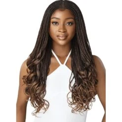 Outre 4x4 HD Lace Front Wig - Middle Part French Curl Box Braids 26”