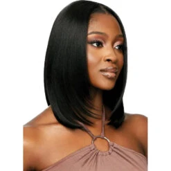Outre 5x5 Lace Closure Human Hair Blend Wig Natural Yaki 14"