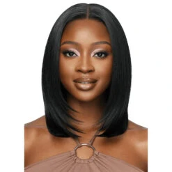 Outre 5x5 Lace Closure Human Hair Blend Wig Natural Yaki 14" -Beauty Exchanges outre 5x5 lace closure wig human hair blended lace closure wig natural yaki 14 972237