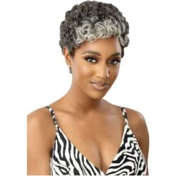 Outre Fab & Fly Cull Cap Wig Gray Glamour Human Hair Full Wig - Dina