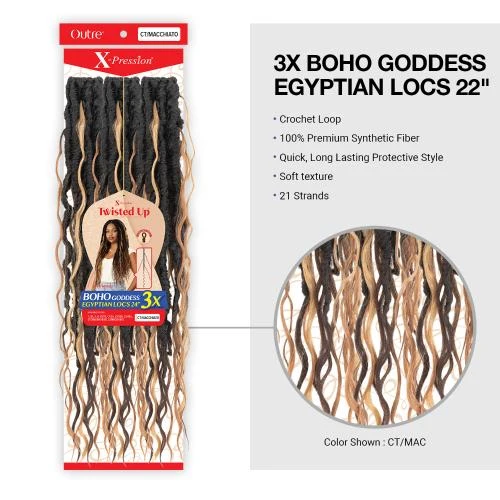 Outre X‑Pression Synthetic Crochet Hair – 3X Boho Goddess Egyptian Locs 22″ 6 Outre X‑Pression Synthetic Crochet Hair – 3X Boho Goddess Egyptian Locs 22″ - Image 4