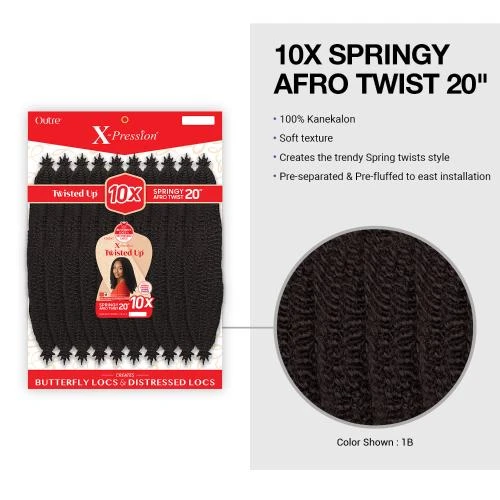 Outre X‑Pression Synthetic Crochet Hair 10x – Springy Afro Twist 20″ 6 Outre X‑Pression Synthetic Crochet Hair 10x – Springy Afro Twist 20″ - Image 4