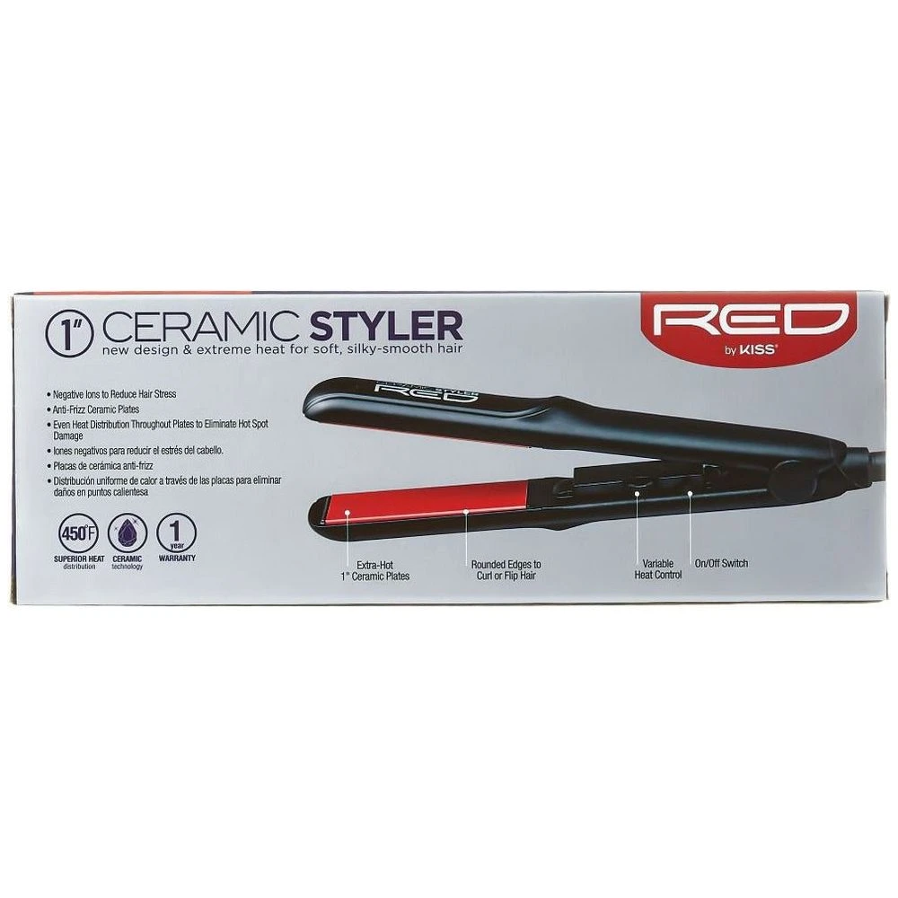 Red By Kiss 1" Ceramic Flat Iron 4 Red By Kiss 1" Ceramic Flat Iron - Image 2