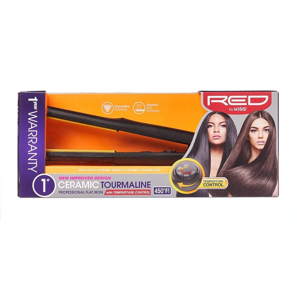 Red By Kiss 1" Ceramic Tourmaline Flat Iron 4 Red By Kiss 1" Ceramic Tourmaline Flat Iron - Image 2