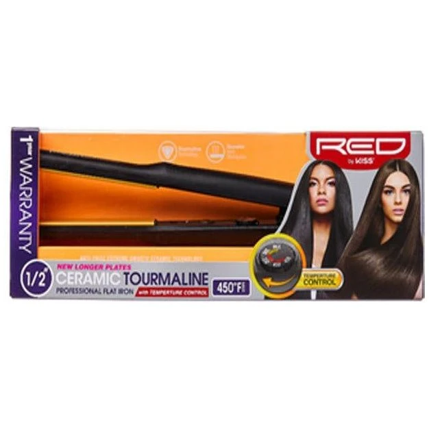 Red By Kiss Ceramic Tourmaline Flat Iron 1/2" 3 Red By Kiss Ceramic Tourmaline Flat Iron 1/2"
