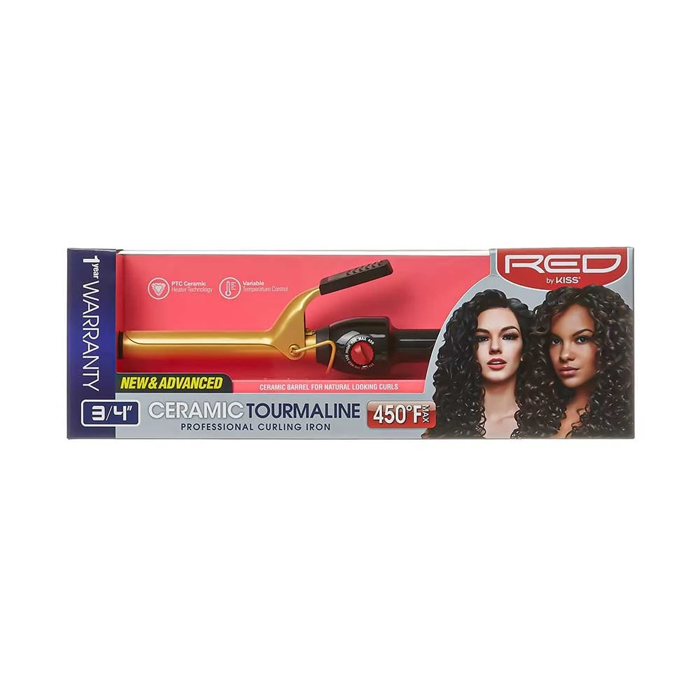 Red By Kiss 3/4" Ceramic Curling Iron 3 Red By Kiss 3/4" Ceramic Curling Iron