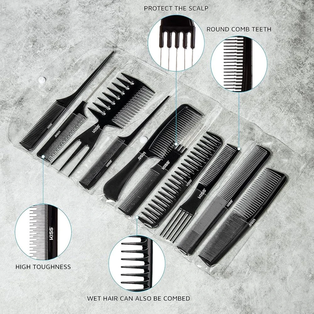 Red By Kiss Bone Black 10-Piece Comb Set 6 Red By Kiss Bone Black 10-Piece Comb Set - Image 4
