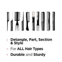 Red By Kiss Bone Black 10-Piece Comb Set 19 Red By Kiss Bone Black 10-Piece Comb Set -Beauty Exchanges red by kiss bone black 10 piece comb set hm60 anti static durable heat resistant for professional styling ideal for all hair types 586615