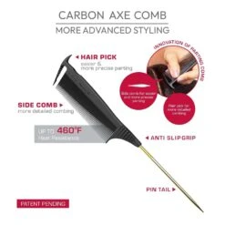 Red By Kiss Carbon Axe Comb With Pin Tail -Beauty Exchanges red by kiss carbon axe comb with pin tail hm07 sleek styling sharp parting in one tool 462546