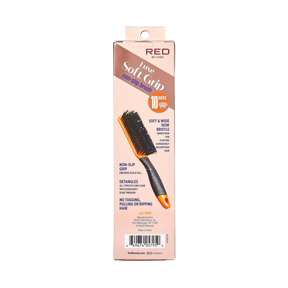 Red By Kiss Luxe Soft Grip Non-Slip Brush – 10-Row Paddle 7 Red By Kiss Luxe Soft Grip Non-Slip Brush – 10-Row Paddle - Image 5