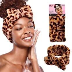 Red By Kiss Plush Spa Head Band 19 Red By Kiss Plush Spa Head Band -Beauty Exchanges red by kiss plush spa head band soft stretchy stylish for makeup skincare routines black white leopard ombre pink leopard 692365