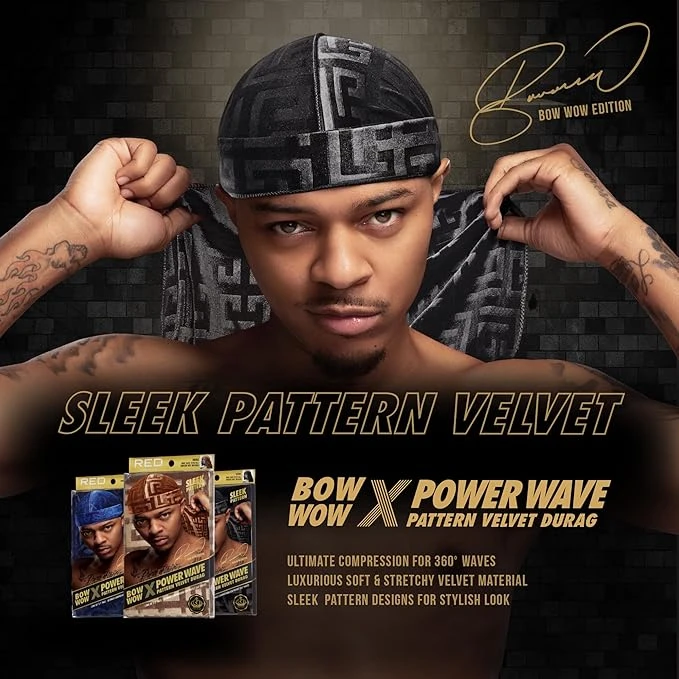 Red By Kiss Premium Bow Wow X Power Pattern Velvet Durag 3 Red By Kiss Premium Bow Wow X Power Pattern Velvet Durag