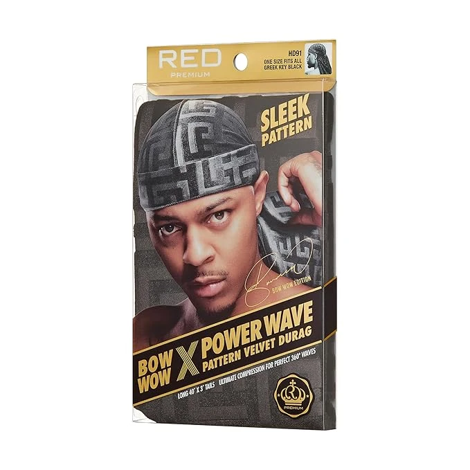 Red By Kiss Premium Bow Wow X Power Pattern Velvet Durag 8 Red By Kiss Premium Bow Wow X Power Pattern Velvet Durag - Image 6