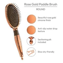 Red By Kiss Rose Gold Brush – Round Paddle 9 Red By Kiss Rose Gold Brush – Round Paddle -Beauty Exchanges red by kiss rose gold paddle brush round hh35 shape smooth shine with style size round paddle 791299