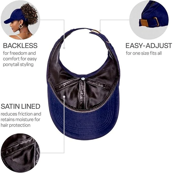 RED By KISS Satin-Lined Backless Baseball Cap - Blue 5 RED By KISS Satin-Lined Backless Baseball Cap - Blue - Image 3