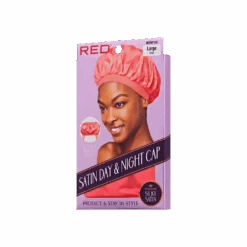 Red By Kiss Silky Satin Day & Night Cap – Large -Beauty Exchanges red by kiss silky satin day night cap large lightweight 247 frizz control for short styles wraps black pink pink one size 288340