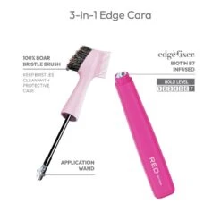 Red By Kiss Sweet Peach Edge Brush + Edge Fixer – Dual-Sided Brush -Beauty Exchanges red by kiss sweet peach edge brush edge fixer hh104 dual sided brush with sweet peach scented edge control for sleek styling 480732