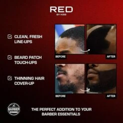 RED By Kiss Tintation Color Spray - Black & Jet Black -Beauty Exchanges red by kiss tintation temporary hair color spray instant gray root cover up water resistant smudge proof hairline barber touch up quick dry black 141050