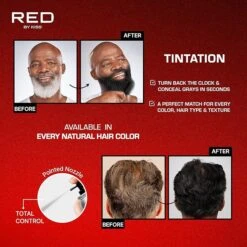 RED By Kiss Tintation Color Spray -Beauty Exchanges red by kiss tintation temporary hair color spray instant gray root cover up water resistant smudge proof hairline barber touch up quick dry black 715200 1