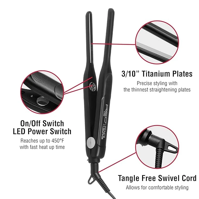 Red By Kiss Titanium Styler Pencil Flat Iron 3/10 Inch 6 Red By Kiss Titanium Styler Pencil Flat Iron 3/10 Inch - Image 4